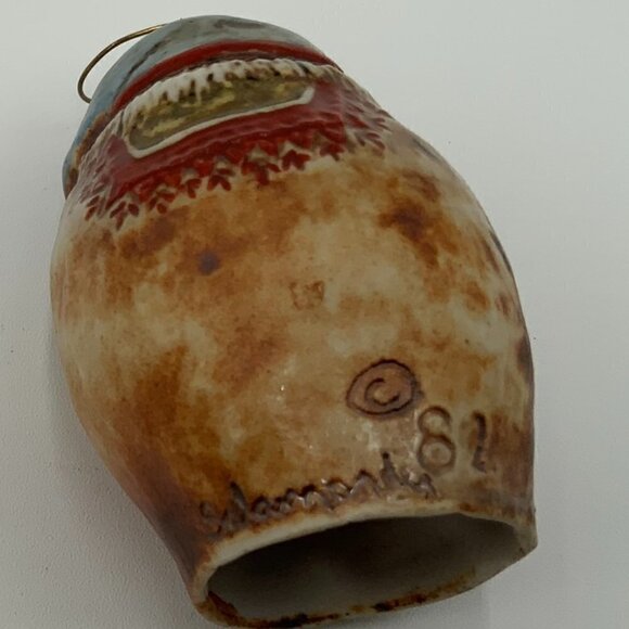 VTG Santa Wise Man Salamander Pottery Signed Ornament Bell 1982 - Picture 9 of 9